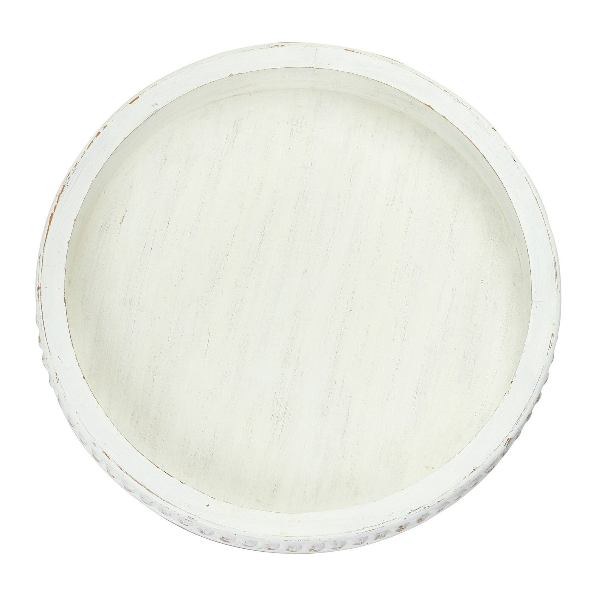 Hello Honey® 16" Decorative Round Wood Tray with Hobnail Edge